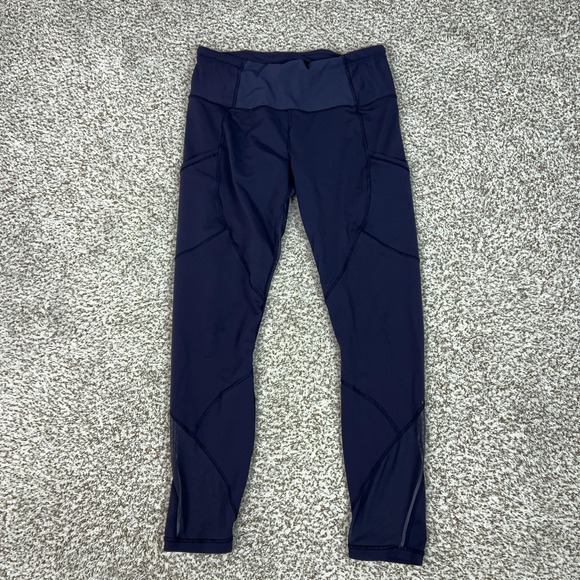 lululemon athletica Pants - Lululemon Pants Womens 8 Blue Ankle Leggings Mesh Pockets Running Gym Workout